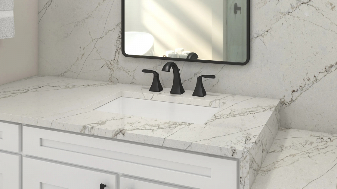 Столешница для ванной из кварцевого агломерата Swan Lake Quantra Quartz